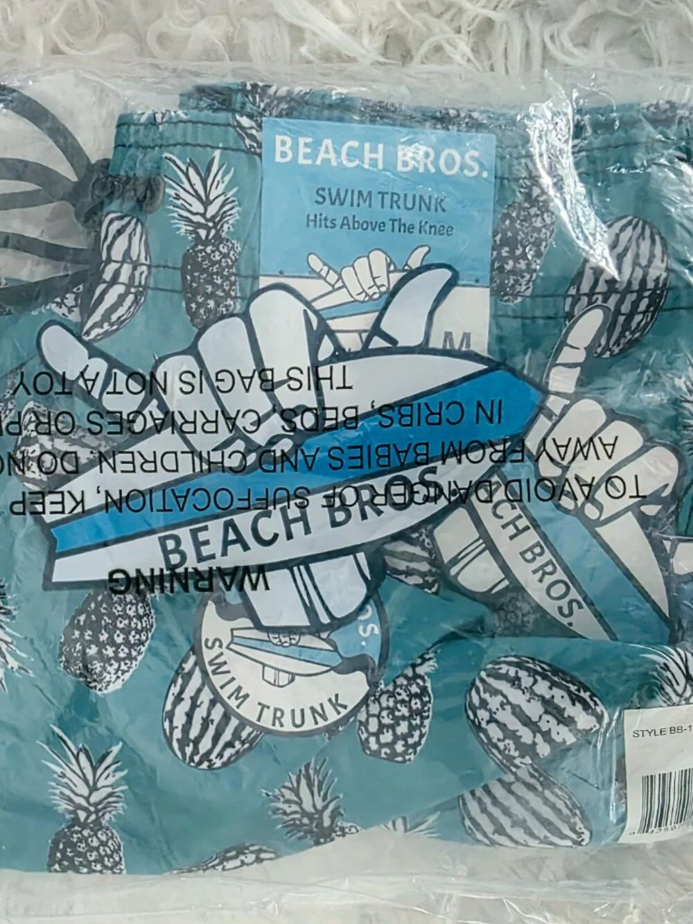 NWT Beach Bros Men's Swim Trunks Fruit X-Ray Aqua BB-104-48